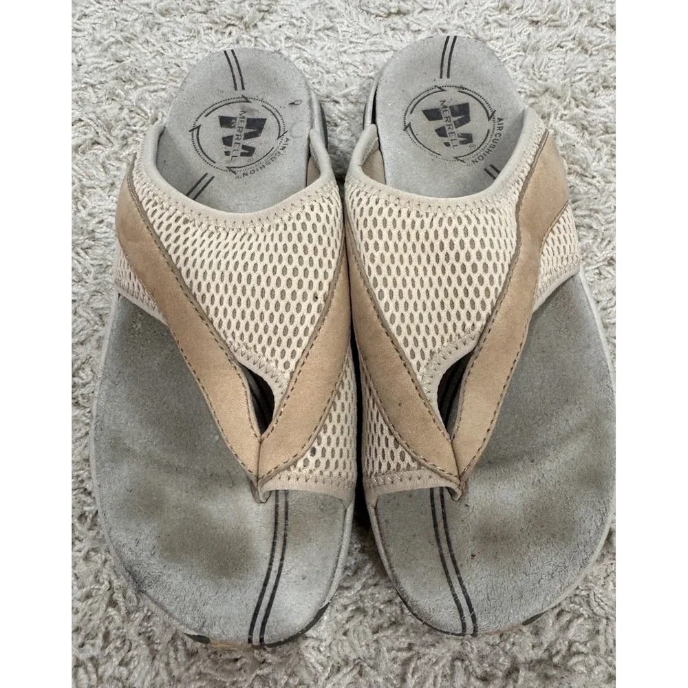 Merrell Belluna Breeze Bamboo Mesh Thong Toe Loop Slide Sandals Women's 6 Beach